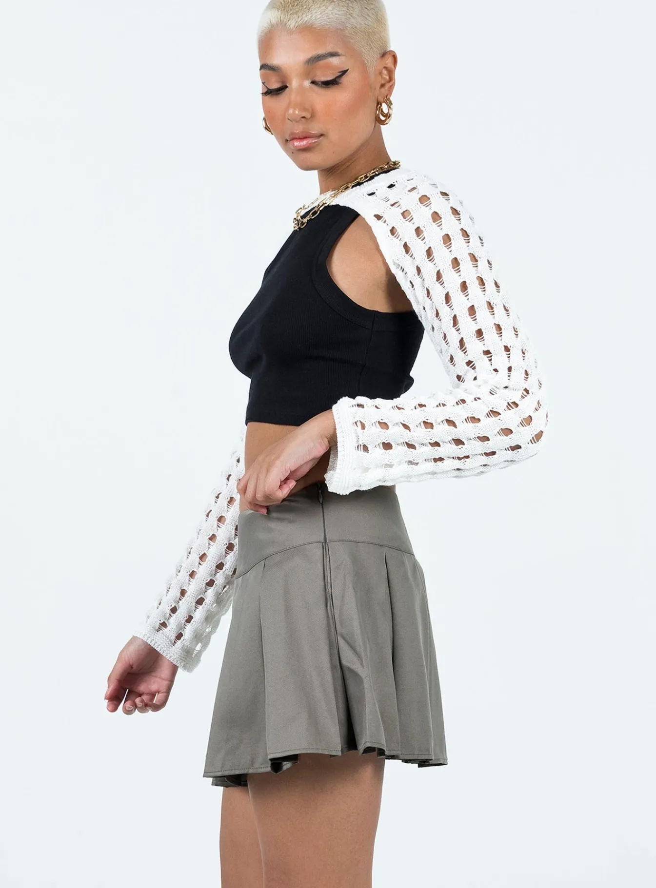 Princess Polly Gavin Pleated Mini Skirt Grey Best