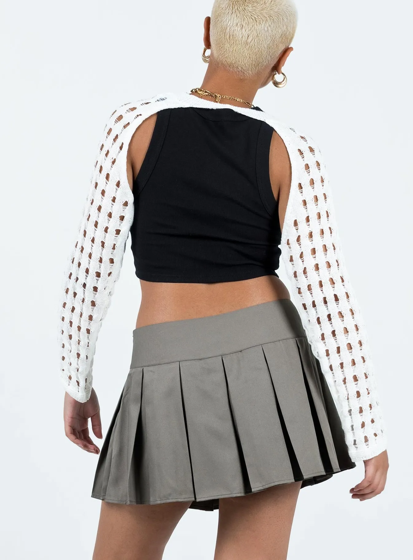 Princess Polly Gavin Pleated Mini Skirt Grey Best