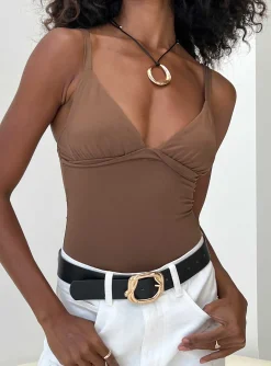 Princess Polly Gazel Bodysuit  Brown Best Sale