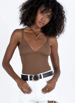 Princess Polly Gazel Bodysuit  Brown Best Sale