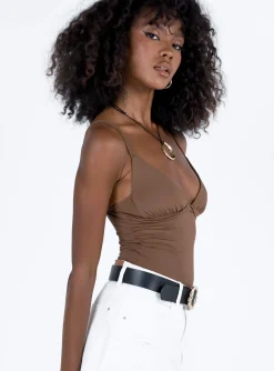 Princess Polly Gazel Bodysuit  Brown Best Sale