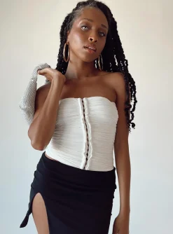 Princess Polly Geller Strapless Top  White Outlet