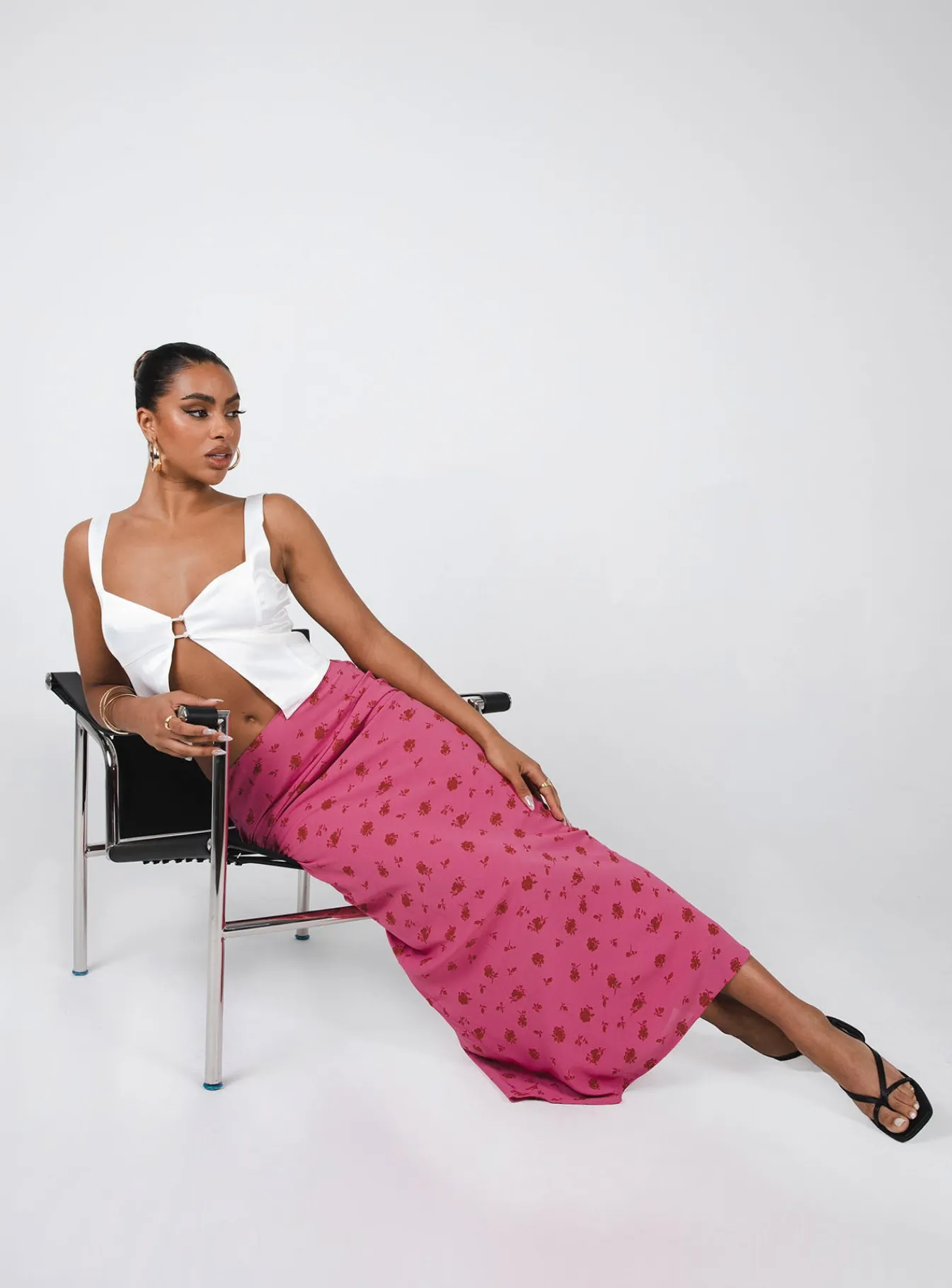 Princess Polly Gendling Midi Skirtfloral Pink Shop