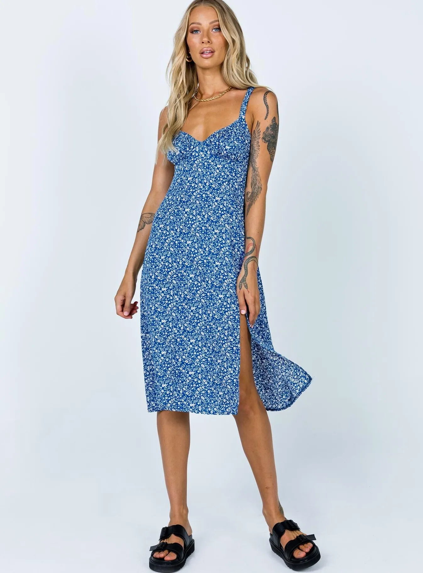 Princess Polly Georgia Midi Dresslower Impact Navy Clearance