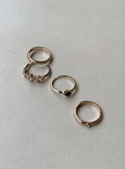 Princess Polly Gerard Ring Pack  Gold New