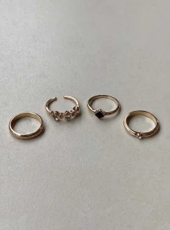Princess Polly Gerard Ring Pack  Gold New