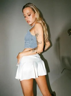 Princess Polly Gibbs Mini Skirt  White Clearance