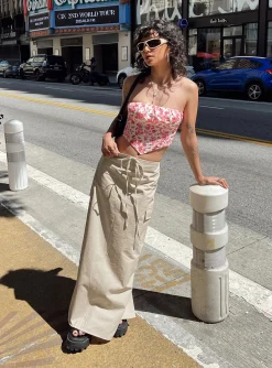 Princess Polly Giddings Cargo Maxi Skirt  Beige Shop