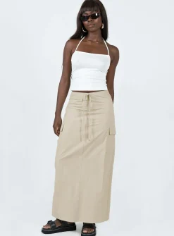 Princess Polly Giddings Cargo Maxi Skirt  Beige Shop