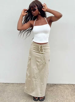 Princess Polly Giddings Cargo Maxi Skirt  Beige Shop