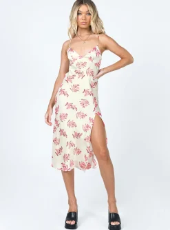 Princess Polly Gigi Midi Dress/ Pink Floral   Cream Fashion