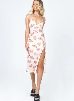 Princess Polly Gigi Midi Dress/ Pink Floral   Cream Fashion