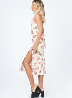 Princess Polly Gigi Midi Dress/ Pink Floral   Cream Fashion