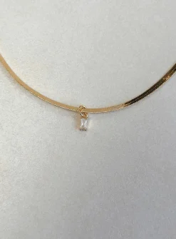 Princess Polly Gina Necklace  Clear / Gold Discount