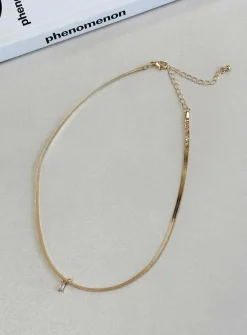 Princess Polly Gina Necklace  Clear / Gold Discount