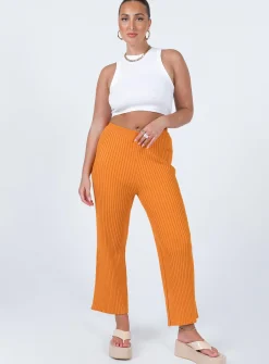 Princess Polly Ginny Ribbed Knit Pants  Orange Store