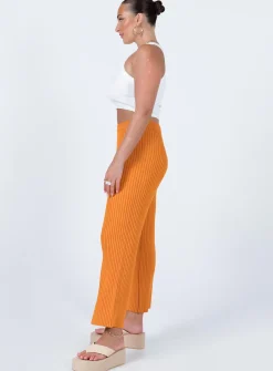Princess Polly Ginny Ribbed Knit Pants  Orange Store