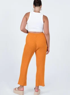 Princess Polly Ginny Ribbed Knit Pants  Orange Store