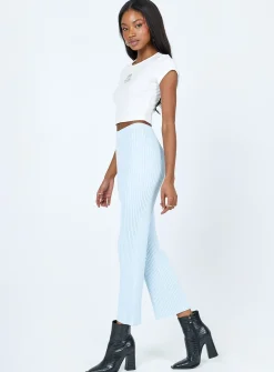 Princess Polly Ginny Ribbed Knit Pants Blue Hot