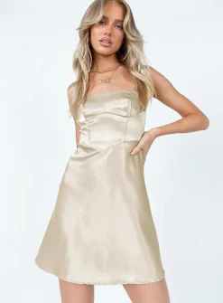 Princess Polly Gio Mini Dress  Beige Cheap
