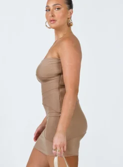 Princess Polly Giorgia Strapless Mini Dress  Beige Sale