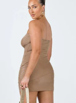 Princess Polly Giorgia Strapless Mini Dress  Beige Sale