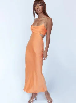 Princess Polly Giselle Midi Dress  Orange Cheap