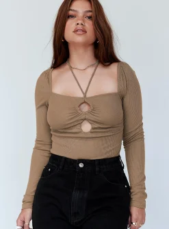 Princess Polly Glow Up Bodysuit  Beige Sale