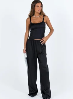 Princess Polly Golda Satin Corset Top  Black Discount