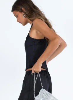 Princess Polly Golda Satin Corset Top  Black Discount