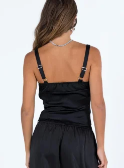 Princess Polly Golda Satin Corset Top  Black Discount