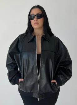 Princess Polly Goldsmith Pu Bomber Jacketcurve   Black Cheap