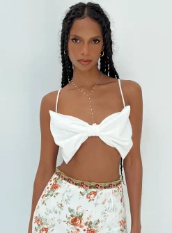 Princess Polly Goldwyn Bow Top  White Sale