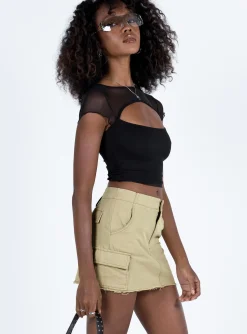 Princess Polly Goodburn Mini Skirt  Beige Shop