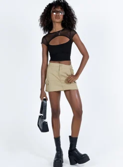 Princess Polly Goodburn Mini Skirt  Beige Shop