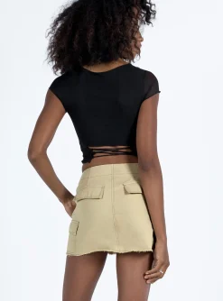 Princess Polly Goodburn Mini Skirt  Beige Shop