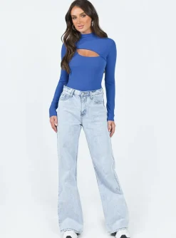 Princess Polly Greaves Long Sleeve Bodysuit Cobalt Online