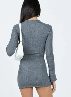 Princess Polly Grecia Knit Mini Dress  Grey Clearance