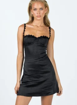 Princess Polly Grimmond Mini Dress  Black Hot