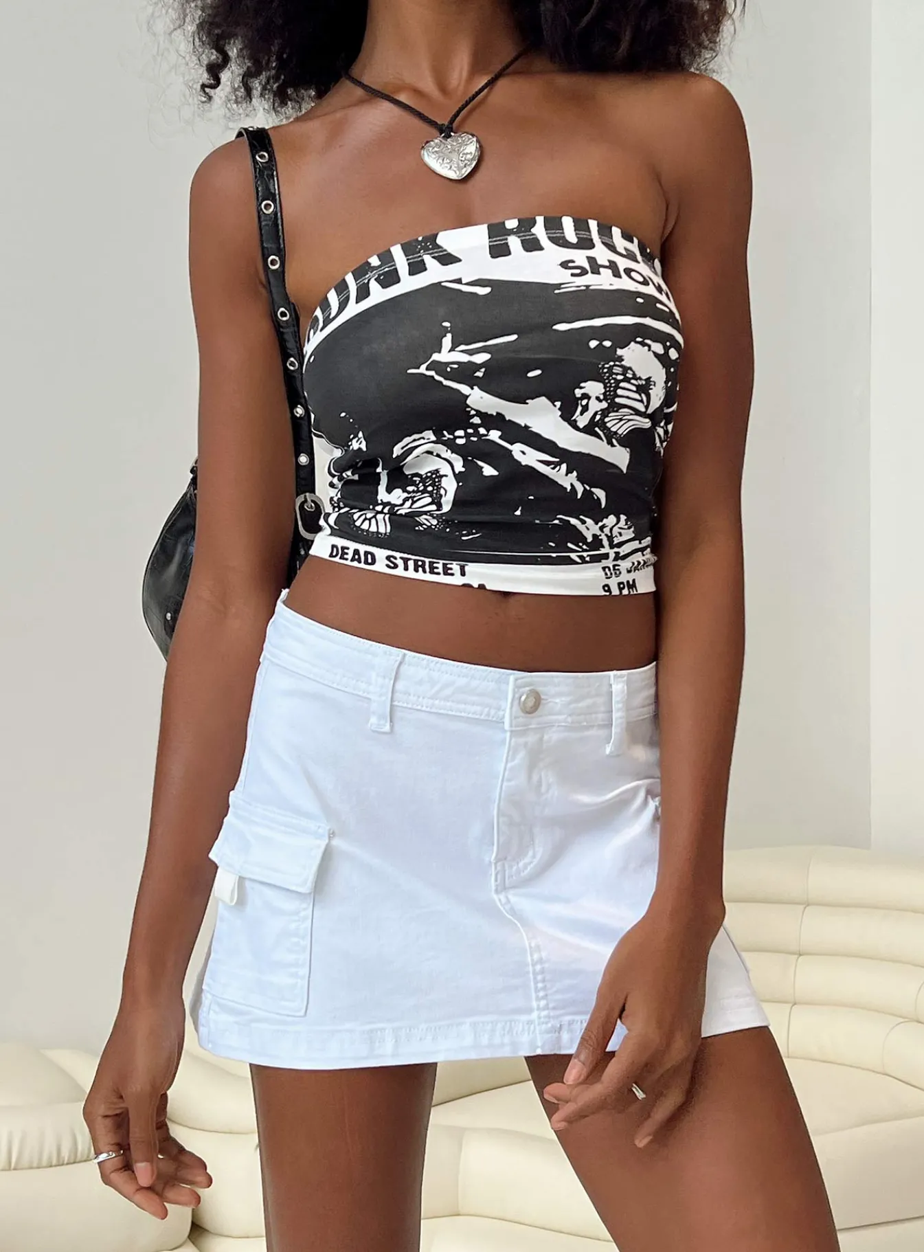 Princess Polly Grishea Low Rise Denim Skirt White Cheap