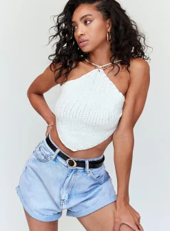 Princess Polly Gun Barrel City High Waisted Shorts Pale Blue Hot