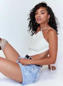 Princess Polly Gun Barrel City High Waisted Shorts Pale Blue Hot