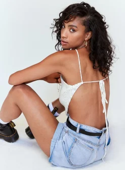 Princess Polly Gun Barrel City High Waisted Shorts Pale Blue Hot