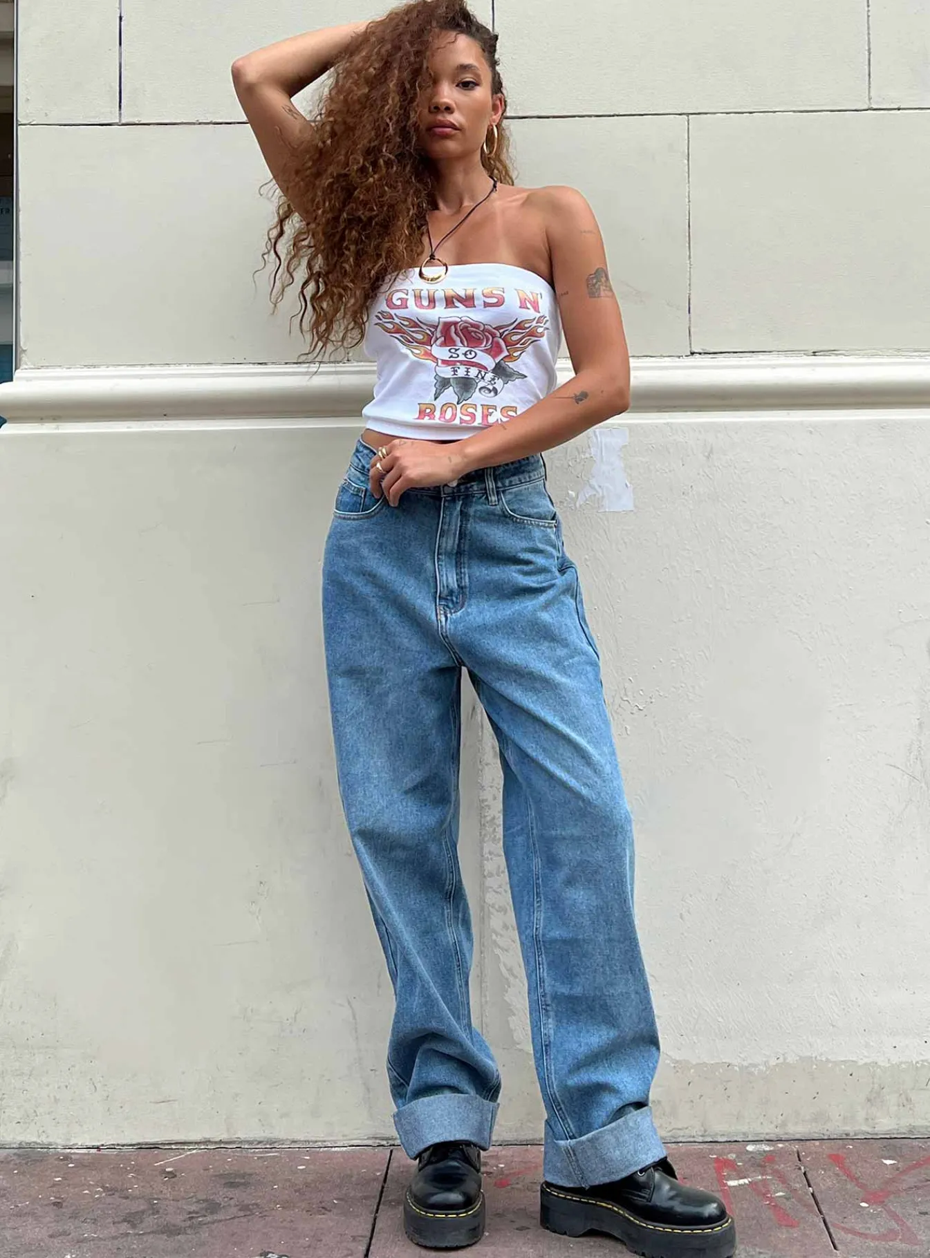 Princess Polly Guns N' Roses Tank Tube Top White Cheap