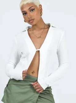 Princess Polly Haddock Long Sleeve Top White Flash Sale