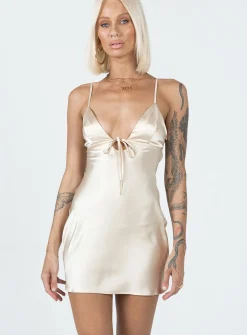 Princess Polly Hadleigh Mini Dress  Champagne Flash Sale