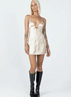 Princess Polly Hadleigh Mini Dress  Champagne Flash Sale