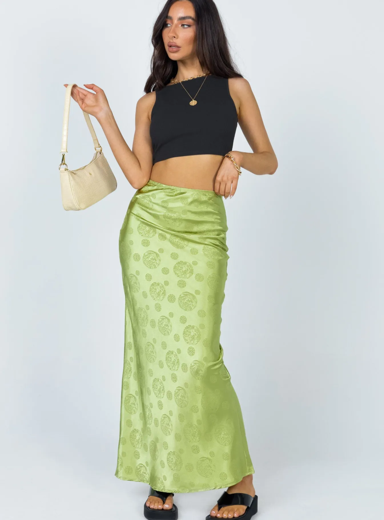 Princess Polly Hailey Midi Skirt Green Clearance