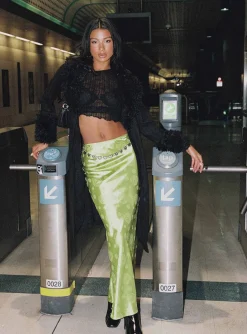 Princess Polly Hailey Midi Skirt Green Clearance