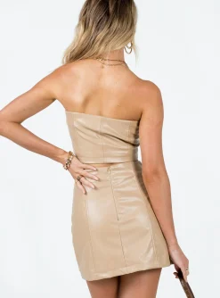 Princess Polly Hailey Pu Mini Skirt  Beige Flash Sale